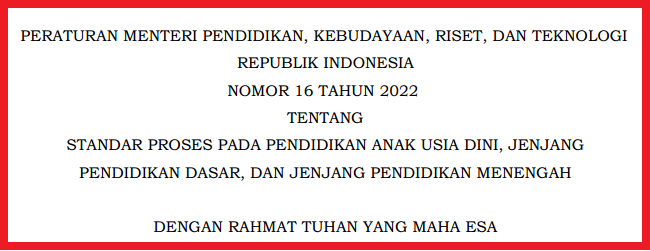 Permendikbudristek No 16 th 2022