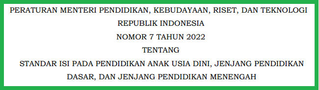 Permendikbudristek No 7 th 2022