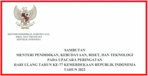 sambutan mendikbudristek HUT RI 77